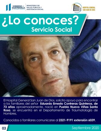 Servicio Social | Buscan a los familiares de don Eduardo Ernesto Contreras Quinteros