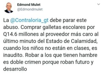 Mulet critica compra de galletas escolares por Q14.6 millones