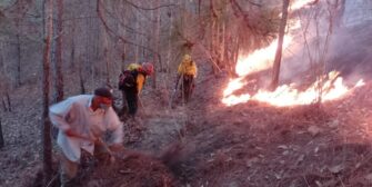 Brigada forestal controla incendio en San Pedro Pinula