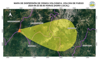 Conred emite advertencia de caída de ceniza volcánica del volcán de Fuego